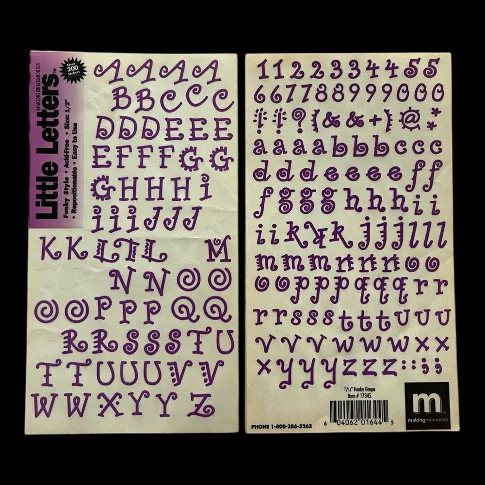 Scrapbooking Alphabet Sticker Lot 11 Incomplete Sheets Alphabitties and More - Picture 2 of 16